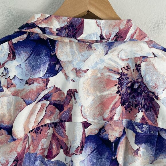 Chicos Womens 8 No Iron Chic Stretch Floral Button Up Shirt 3/4 Sleeve Blouse - Picture 10 of 11